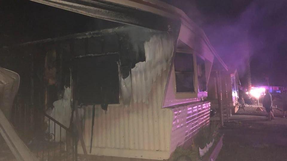 Fire destroys mobile home on Tucson's east side